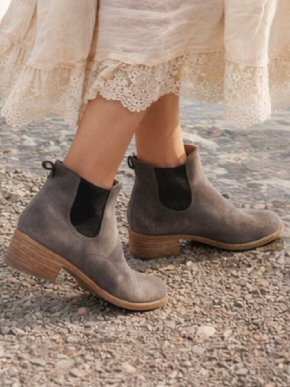 Alberto Fermani Gray Suede Chelsea Ankle Boots Italian Made European Luxe Size 6